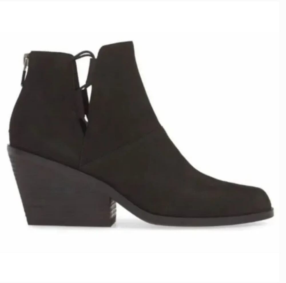 Eileen Fisher Tote Ankle Bootie Black Suede Lace Up Side Women's Size 9